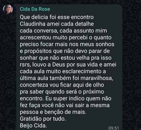 Depoimento de Cida Da Rose